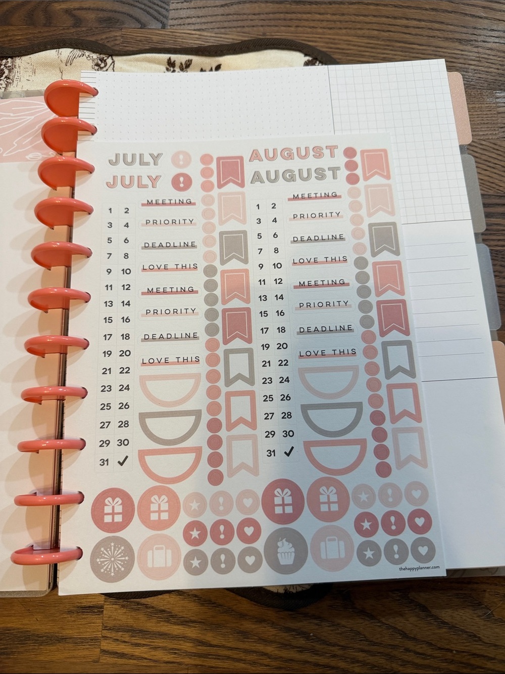 The Happy Planner Blush Pink & Gold Floral Monthly Planner - Picture 7 of 16
